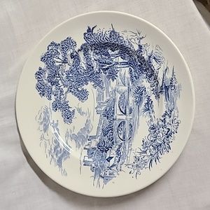 2 Enoch Wedgewood Countryside Blue Made in England Transferware Plate and Saucer